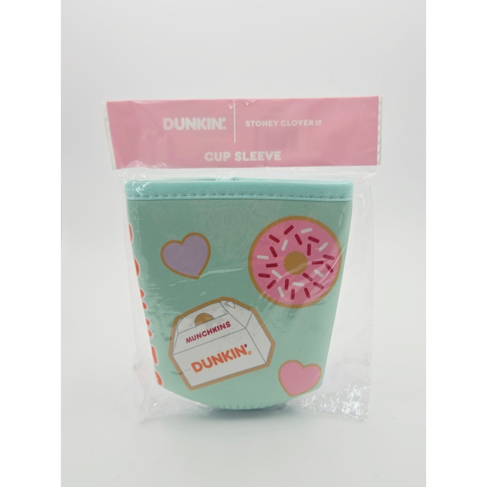 Dunkin x Stoney Clover Lane Cup Sleeve Teal Summer Donut Munchkins Heart NIP